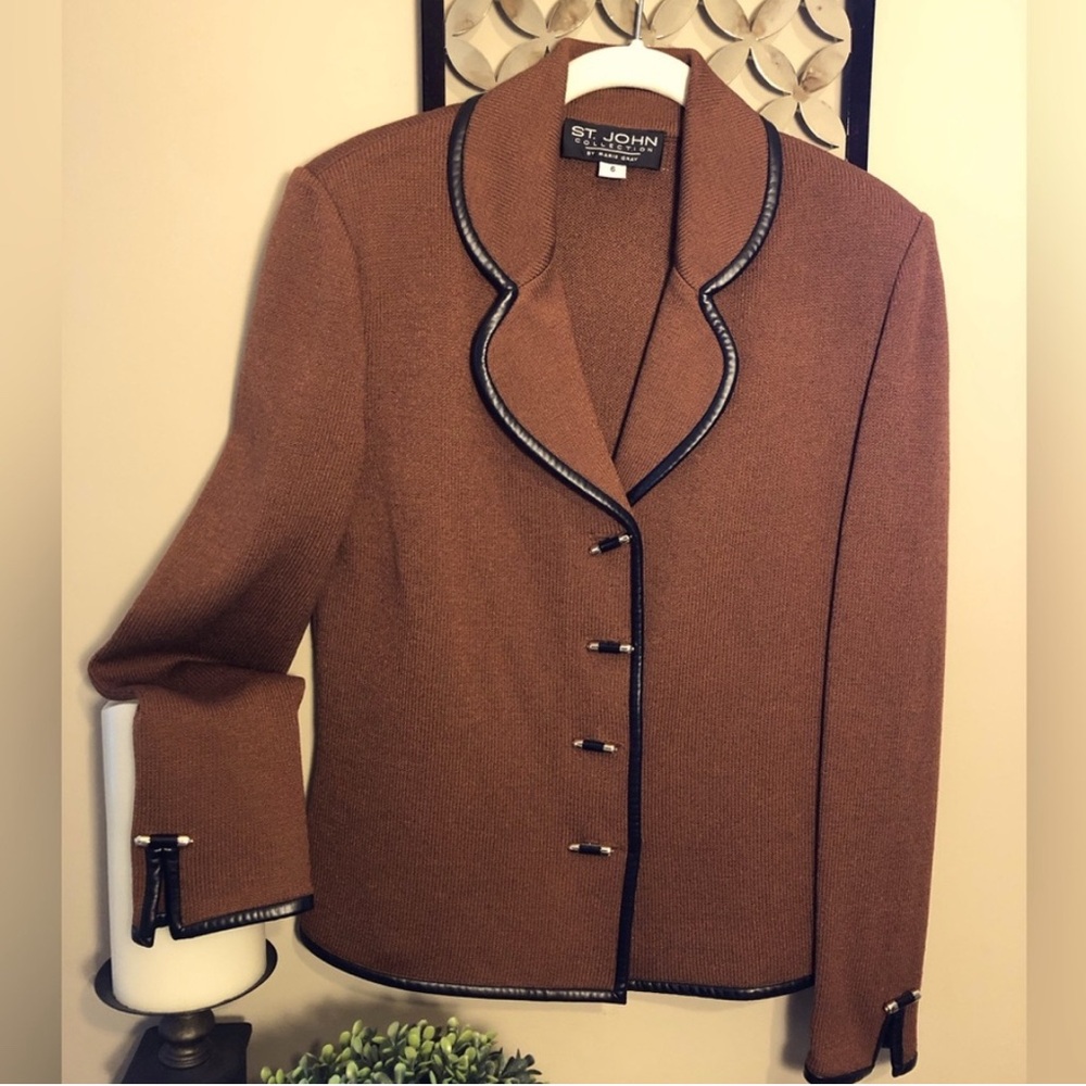 St. John Brown Blazer with Black Trim